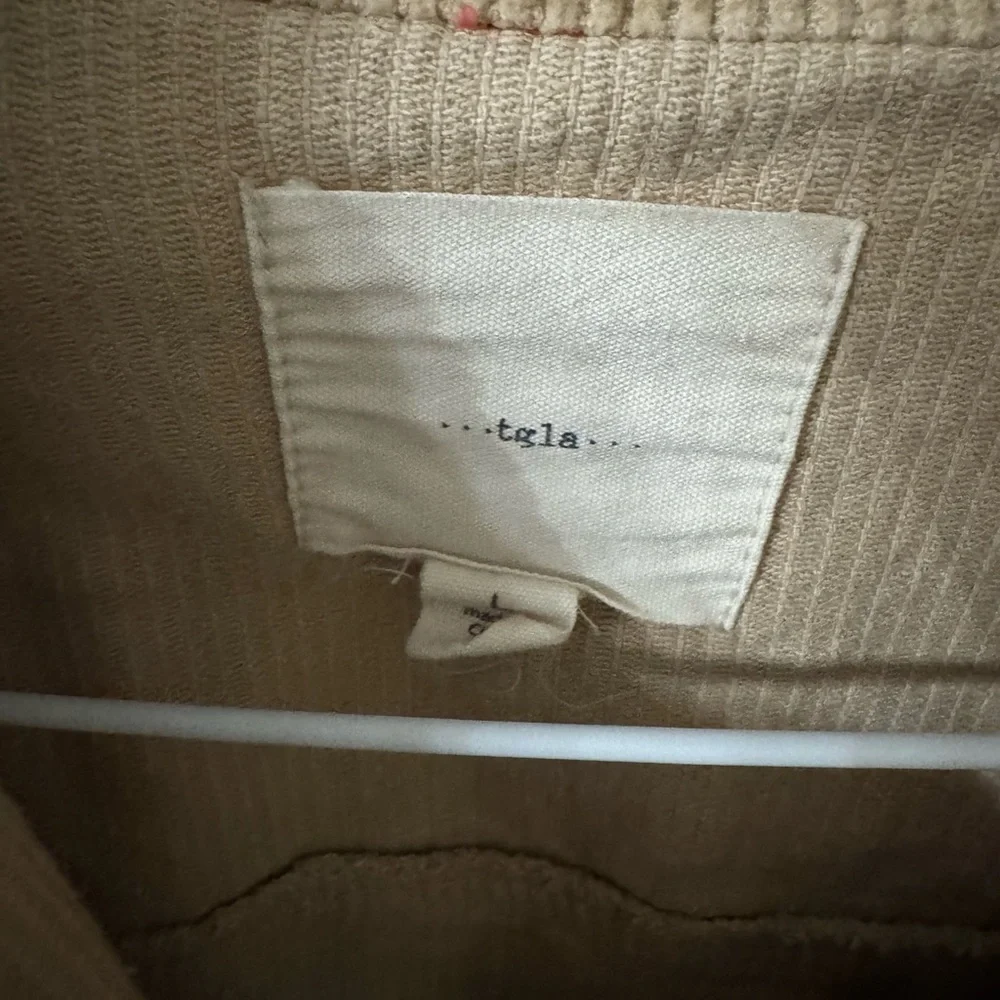 TGLA Women's Tan Corduroy Utility Jacket Cropped Large - Picture 2 of 7